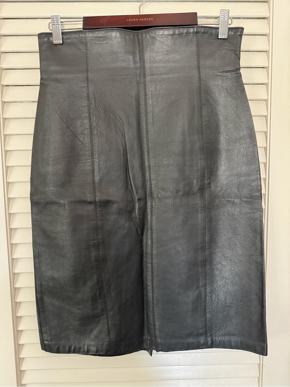 Adrienne Vittadini Black Leather Pencil Skirt